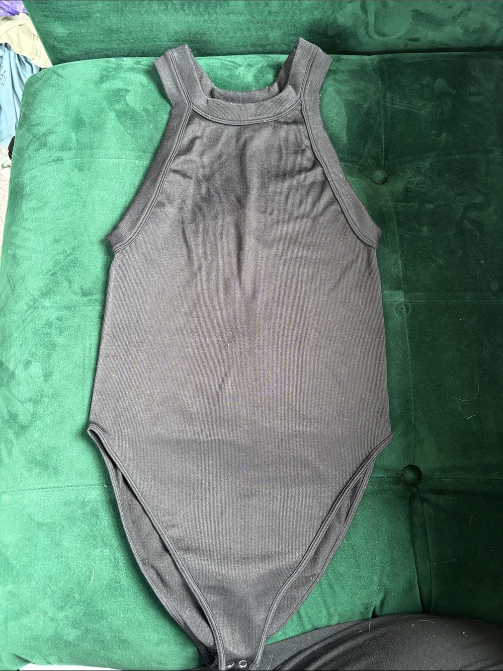 Forever 21 Black High-Neck Ribbed Bodysuit